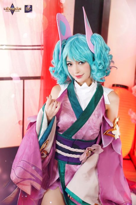 Luu_Linh演绎《传说对决》卡芬妮COS,清爽浴衣造型展现甜美反差