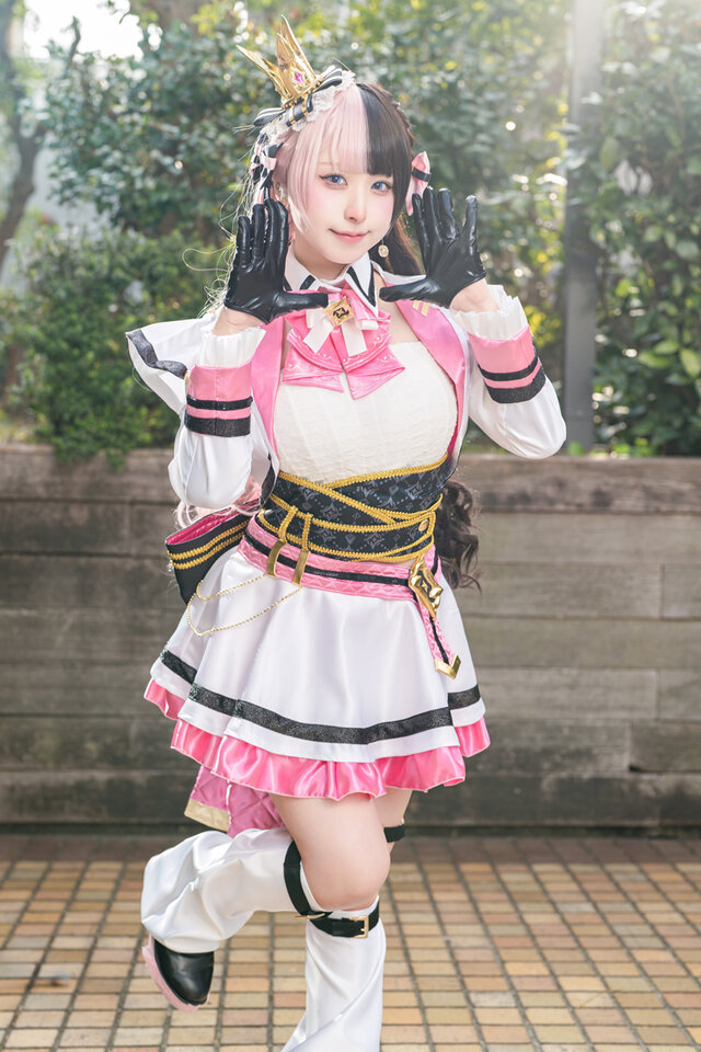 白藍hani橘雏乃COS图集:粉白迷你裙偶像装还原VSPO!元气少女
