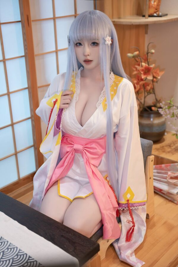 清水由乃的cos作品:还原美少女万华镜雪女原服,诠释和室清冷神韵