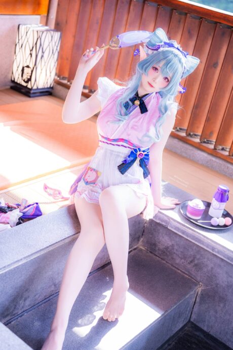 霜月shimo写真诠释原神梦见月瑞希,稻妻温泉馆里的温柔食梦貘