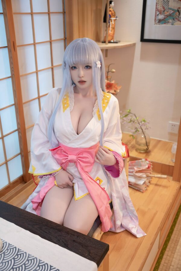 清水由乃的cos作品:还原美少女万华镜雪女原服,诠释和室清冷神韵