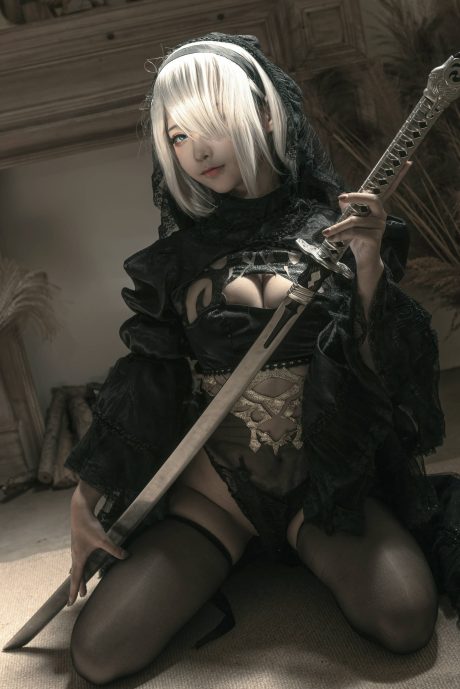 蠢沫沫2bcos暗黑女武神风演绎 尼尔机械纪元2B黑色战衣还原图集