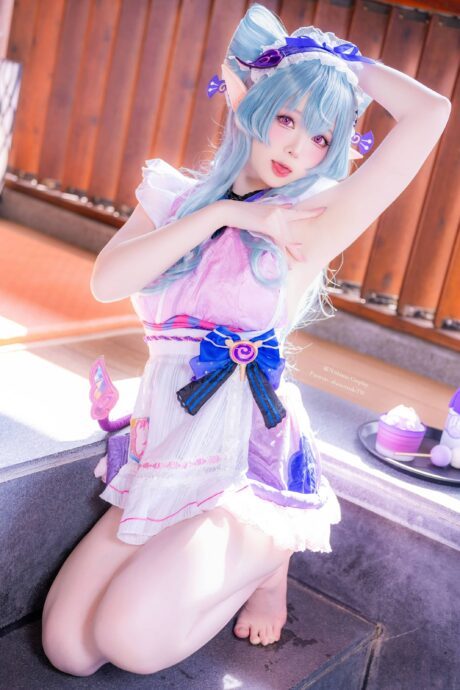 霜月shimo写真诠释原神梦见月瑞希,稻妻温泉馆里的温柔食梦貘