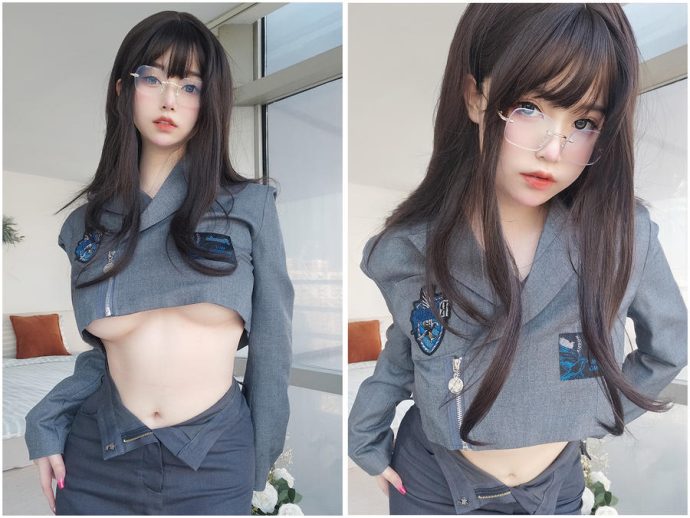 女主k cos蓝色礼服蒂法图集：温柔还原最终幻想经典造型