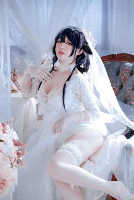 BANBANKO半半子碧蓝航线吾妻花嫁COS:白纱柔光下的沉静与温柔