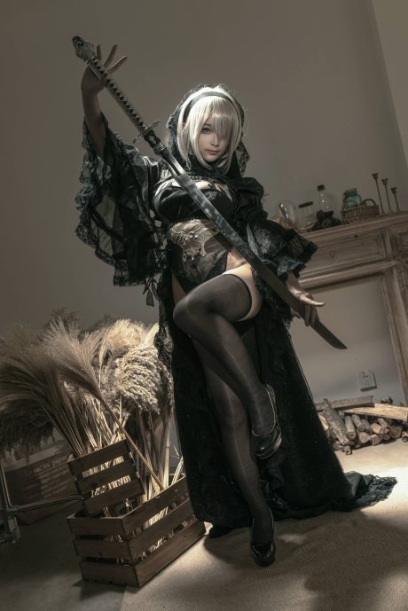 蠢沫沫2bcos暗黑女武神风演绎 尼尔机械纪元2B黑色战衣还原图集