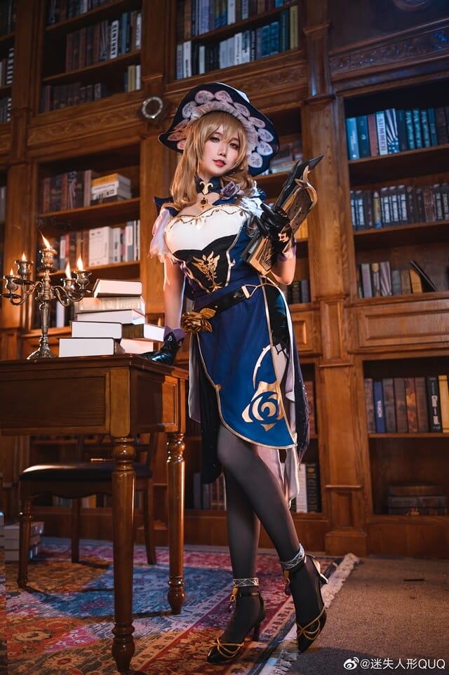 迷失人形QUQ原神丽莎COS图集：还原西风骑士团优雅迷人的蔷薇魔女
