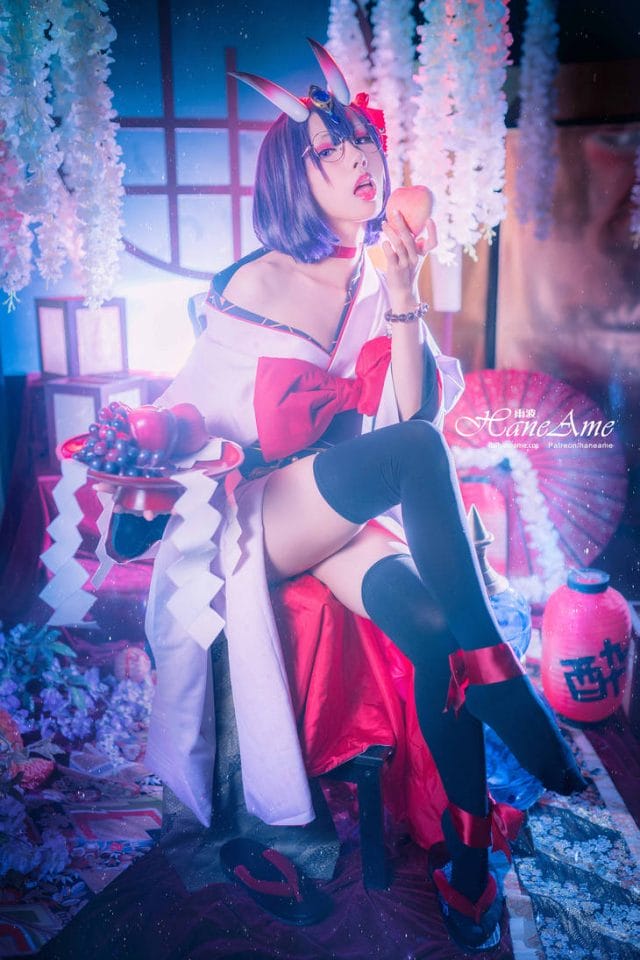 COS雨波_HaneAme演绎酒吞童子,和服与角饰勾勒日系妖异风