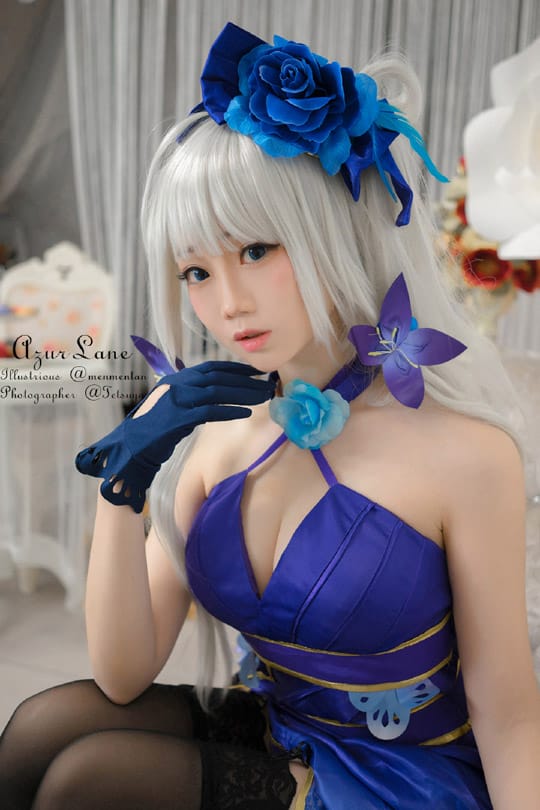 焖焖碳 COS 碧蓝航线光辉「永不落幕的茶会」,蕾丝蓝裙造型图集
