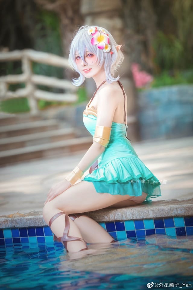 外星嫣子_Yan《公主连结!Re:Dive》可可萝白巫女造型,银饰权杖细节还原