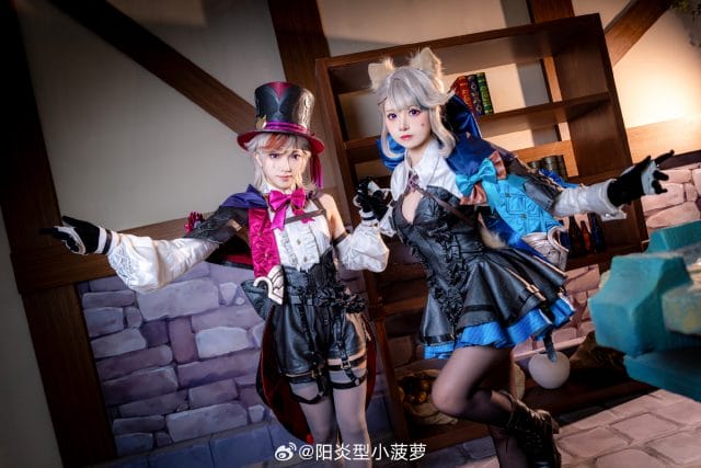 阳炎型小菠萝COS原神琳妮特:紫瞳猫耳搭配暗调侧光,还原魔术助手的疏离冷感气质