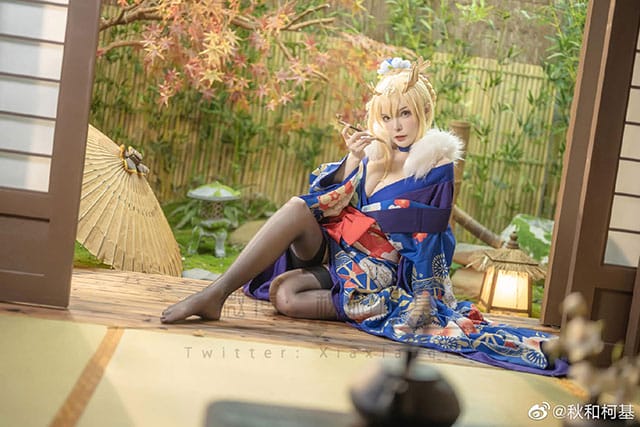 秋和柯基 COS《FGO》阿尔托莉雅Lancer版和服造型写真
