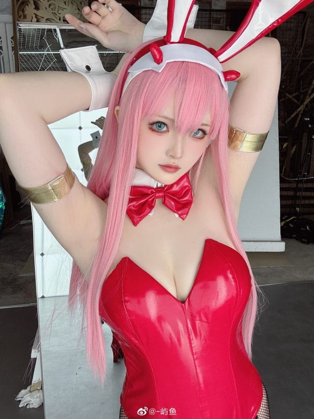 -屿鱼COS零二兔女郎VER,红色兔衣装复刻DARLING in the FRANXX经典造型