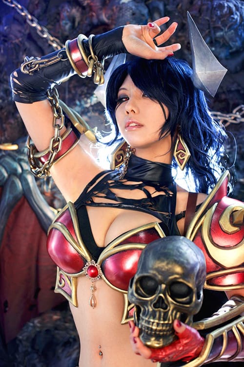 螺旋猫队长Tasha COS《刀塔2》痛苦女王阿卡莎,暗黑妩媚造型还原