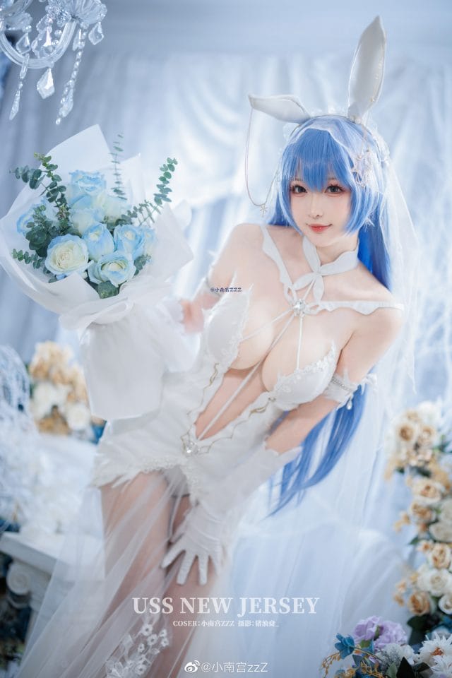 小南宫zzZ cos碧蓝航线新泽西花园婚纱皮肤 白色兔耳新娘造型图集