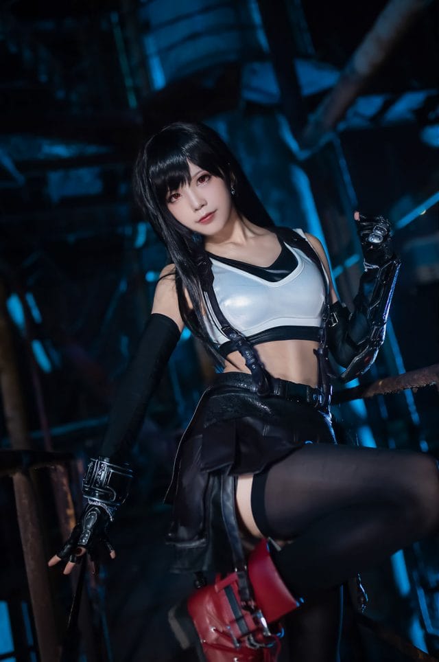 水淼aqua COS《Re:ZERO》器官猎人艾尔莎,黑色刺客造型大长腿图集
