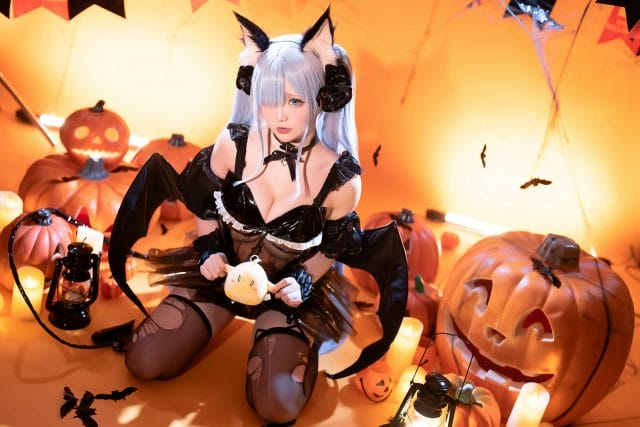 星之迟迟碧蓝航线雅努斯万圣节皮肤COS：猫耳小恶魔86张图集