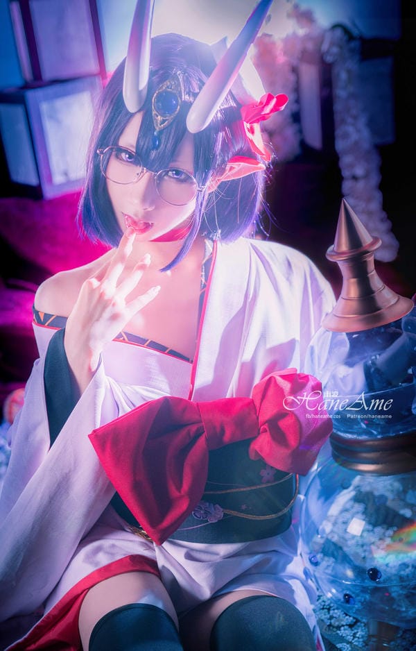 COS雨波_HaneAme演绎酒吞童子,和服与角饰勾勒日系妖异风