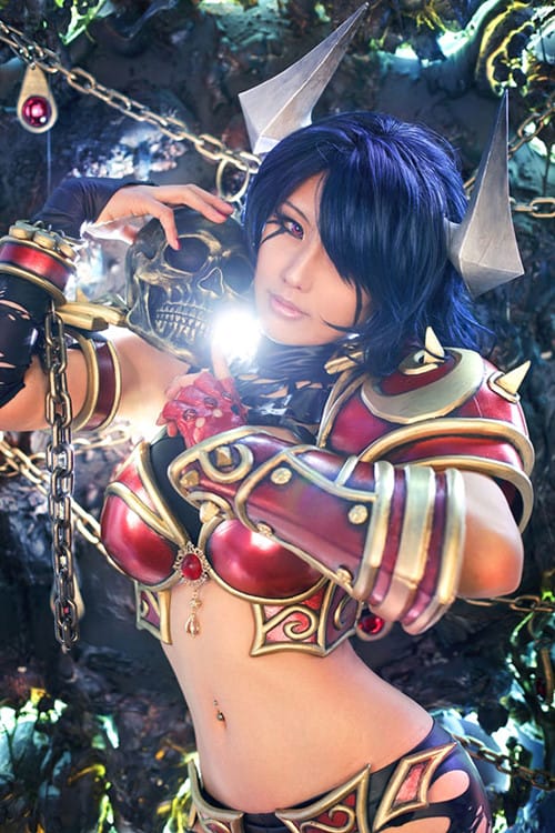 螺旋猫队长Tasha COS《刀塔2》痛苦女王阿卡莎,暗黑妩媚造型还原