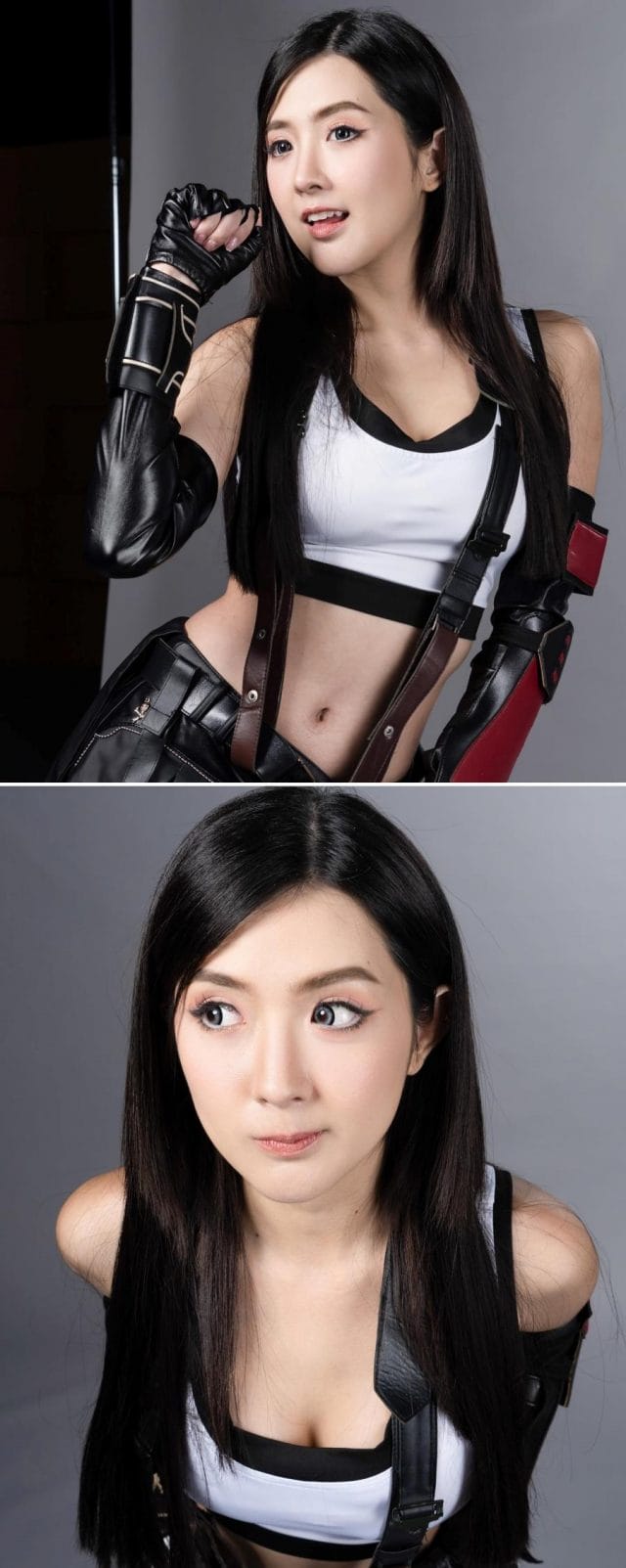 Bizcuitbeer《最终幻想VII》蒂法 COS 图集，黑裙白衣经典造型还原度获玩家好评