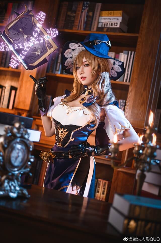 迷失人形QUQ原神丽莎COS图集：还原西风骑士团优雅迷人的蔷薇魔女
