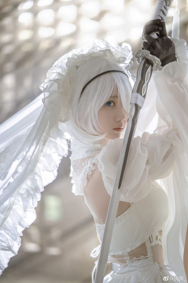 镜酱婚纱版2B COS图集 尼尔机械纪元新娘造型演绎