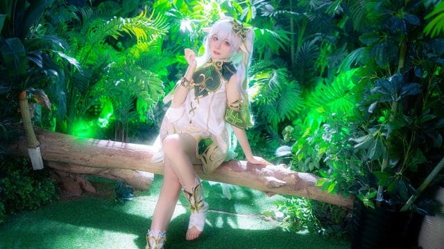 菌儿rikushi cos原神纳西妲 绿植环绕下的清透小草神写真