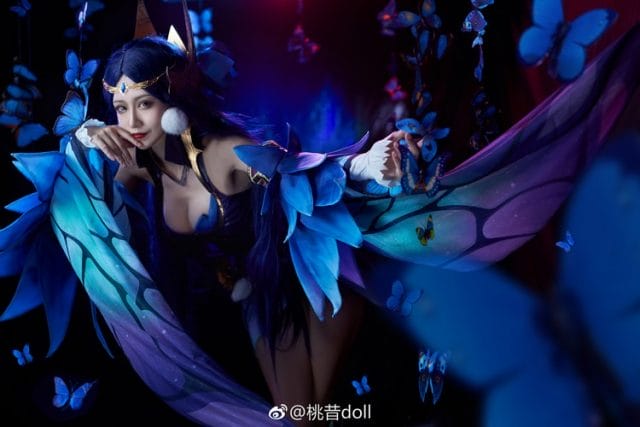桃昔doll王者荣耀貂蝉COS写真 花雨舞姬造型还原度拉满
