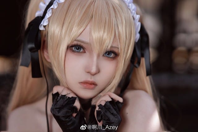 啊川_Azey cos玛丽·罗斯:哥特洛丽塔女佣造型还原《死或生》甜系少女