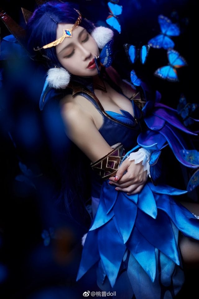 桃昔doll王者荣耀貂蝉COS写真 花雨舞姬造型还原度拉满