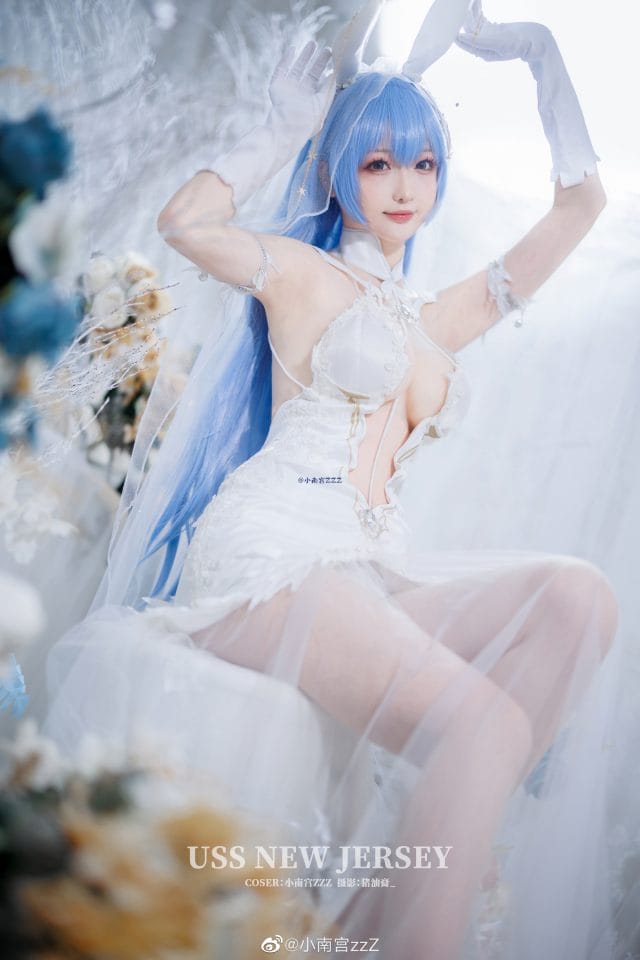 小南宫zzZ cos碧蓝航线新泽西花园婚纱皮肤 白色兔耳新娘造型图集