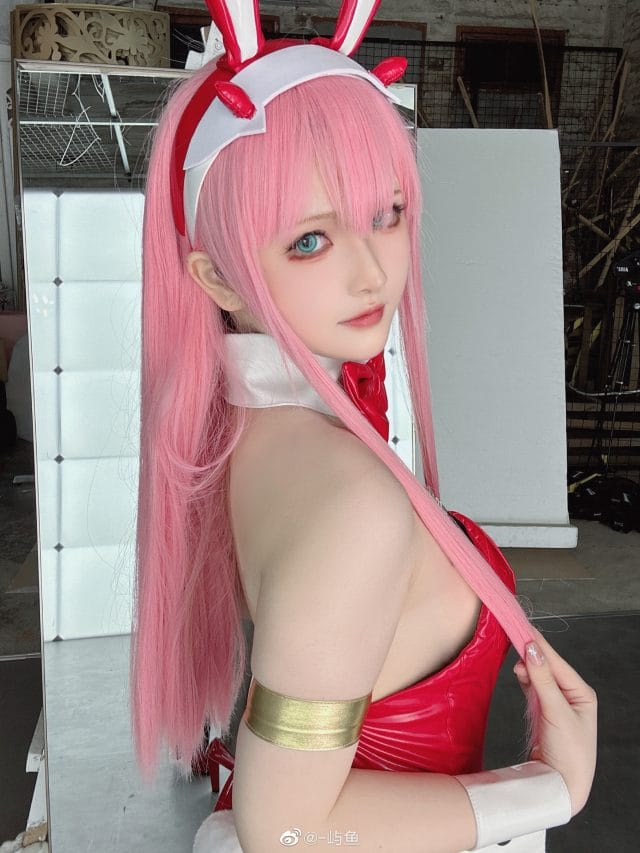 -屿鱼COS零二兔女郎VER,红色兔衣装复刻DARLING in the FRANXX经典造型