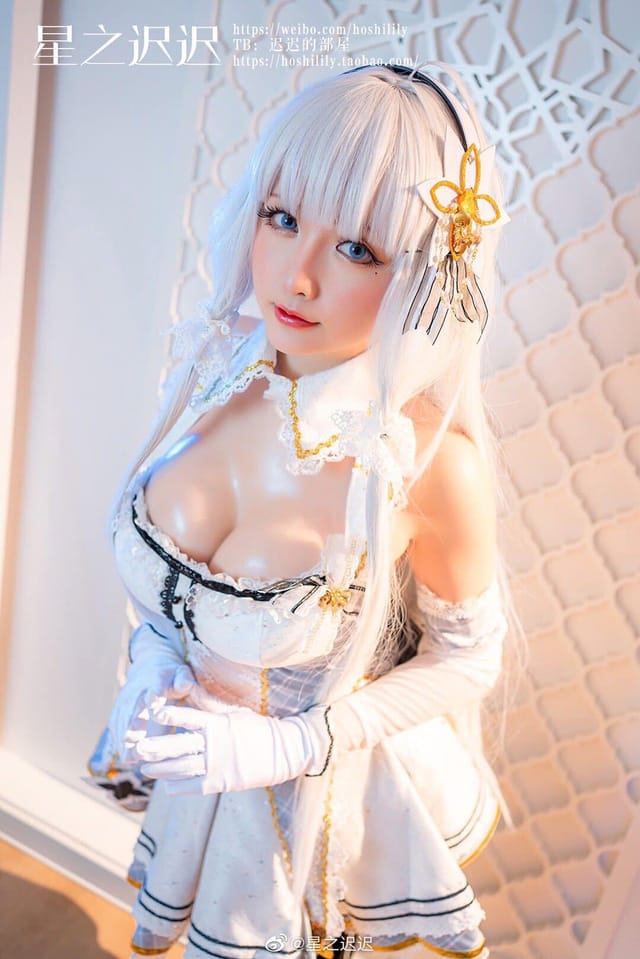 星之迟迟碧蓝航线光辉COS写真:白色礼服下的优雅航母少女