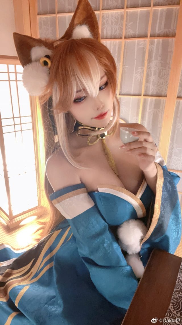 Dakki伊原神希娜COS 棕发猫耳和服还原稻妻NPC造型