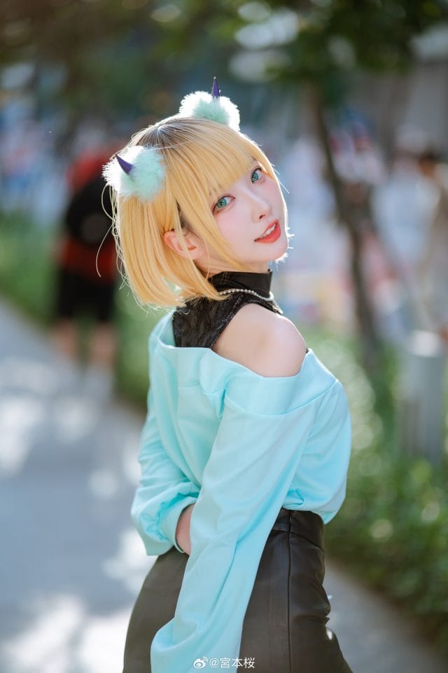 宮本桜《我推的孩子》MEM啾COS写真：布丁短发与小恶魔角的甜酷偶像还原