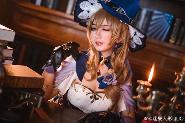 迷失人形QUQ原神丽莎COS图集：还原西风骑士团优雅迷人的蔷薇魔女
