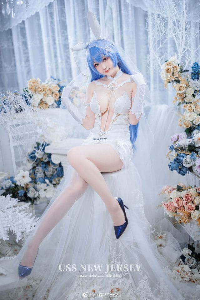 小南宫zzZ cos碧蓝航线新泽西花园婚纱皮肤 白色兔耳新娘造型图集