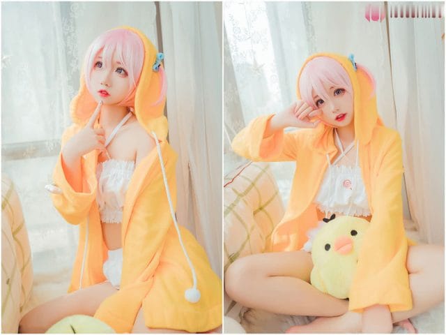 猫君君MaoJun英梨梨与蕾姆COS写真：清甜幼态系少女的双面角色演绎