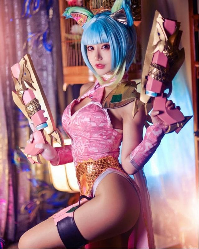 煙_HedY 传说对决维奥莱特「红莲枪魂·无双」烟花旗袍 COS 写真
