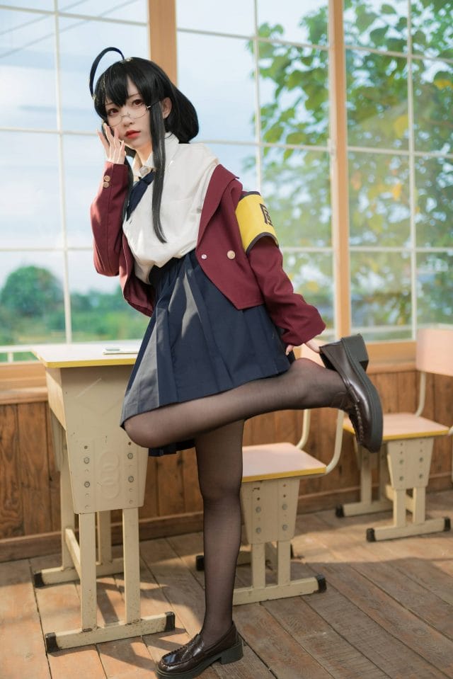 花铃「大凤JK 放学后 风纪委员」写真图集71P:灰蓝制服校园风