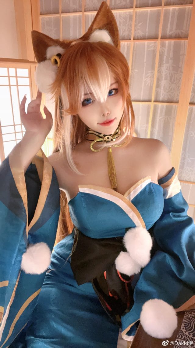 Dakki伊原神希娜COS 棕发猫耳和服还原稻妻NPC造型