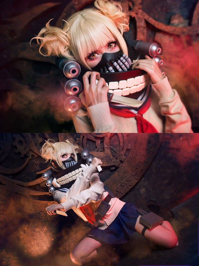 Mon夢_monpink COS《我的英雄学院》渡我被身子 金发双髻制服造型还原敌联盟少女