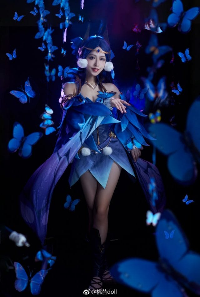 桃昔doll王者荣耀貂蝉COS写真 花雨舞姬造型还原度拉满
