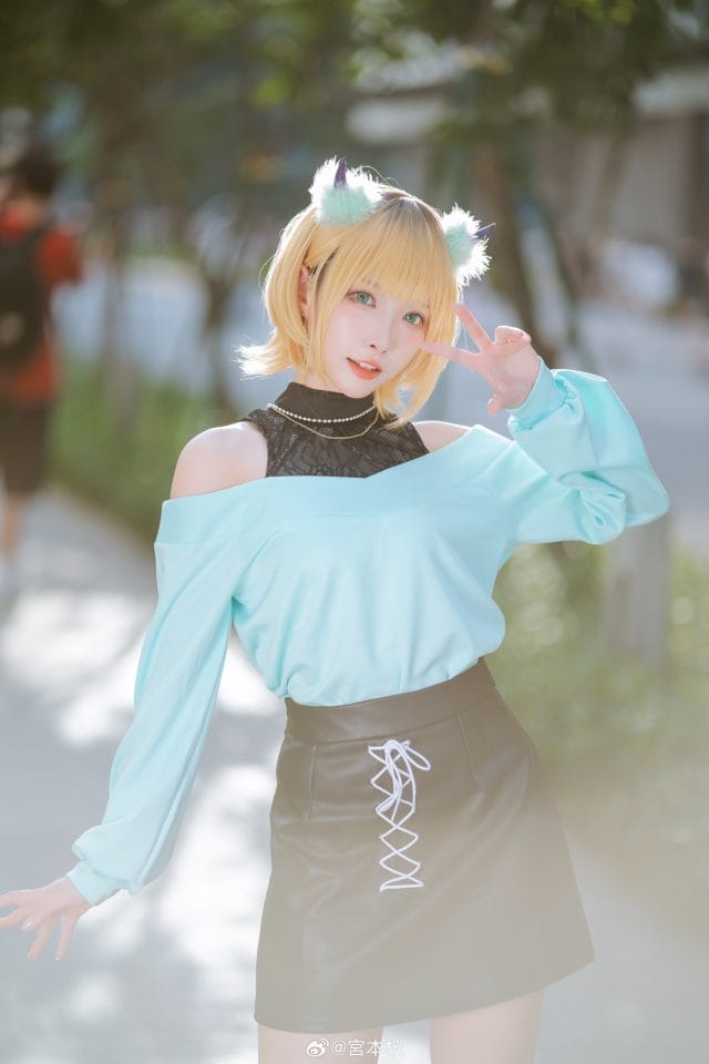 宮本桜《我推的孩子》MEM啾COS写真：布丁短发与小恶魔角的甜酷偶像还原