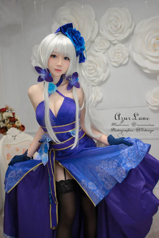 焖焖碳 COS 碧蓝航线光辉「永不落幕的茶会」,蕾丝蓝裙造型图集