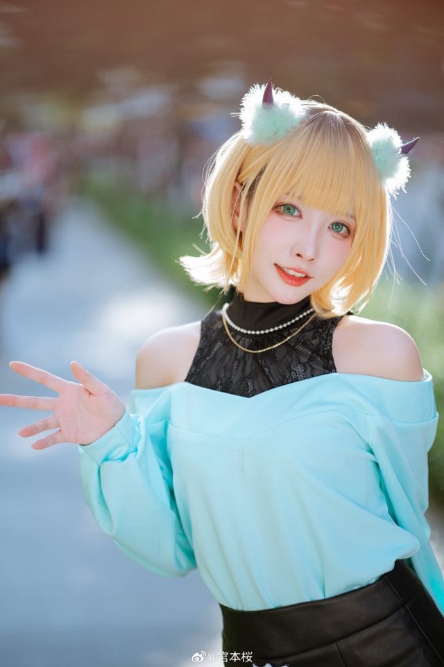 宮本桜《我推的孩子》MEM啾COS写真：布丁短发与小恶魔角的甜酷偶像还原