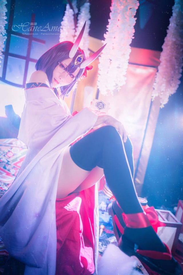 COS雨波_HaneAme演绎酒吞童子,和服与角饰勾勒日系妖异风