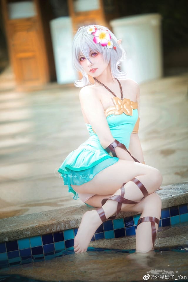 外星嫣子_Yan《公主连结!Re:Dive》可可萝白巫女造型,银饰权杖细节还原