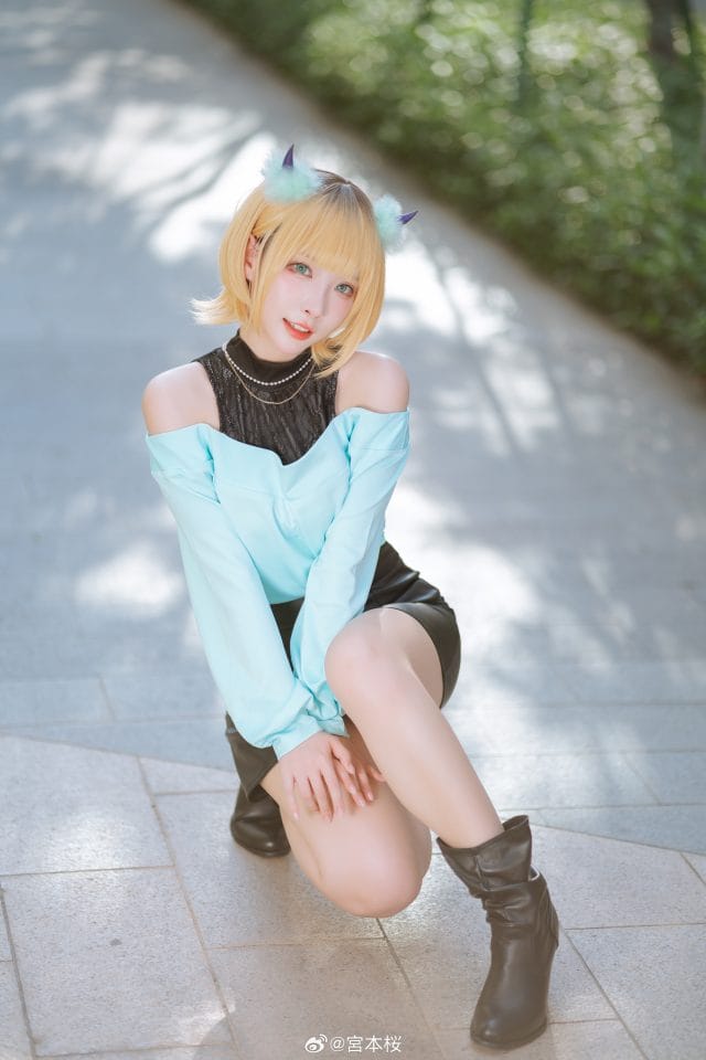 宮本桜《我推的孩子》MEM啾COS写真：布丁短发与小恶魔角的甜酷偶像还原