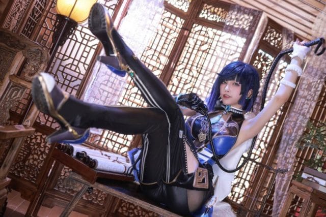 水淼aqua cos《原神》夜兰冷艳写真图集，低调气场还原兰姨本色